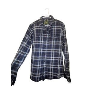 Woolrich Blue White Plaid Button Men's Large 100% Cotton